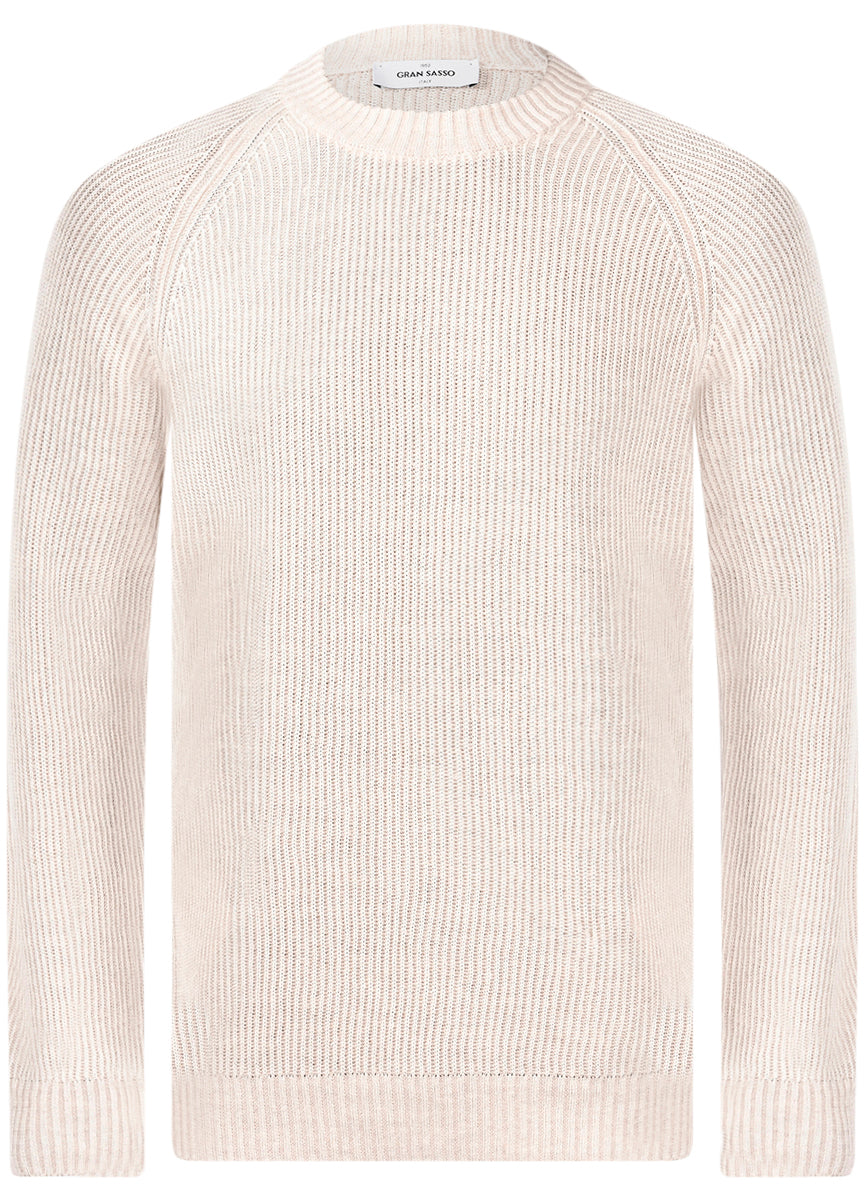 Gran Sasso Genser Rund Hals Bomull/Lin Sand