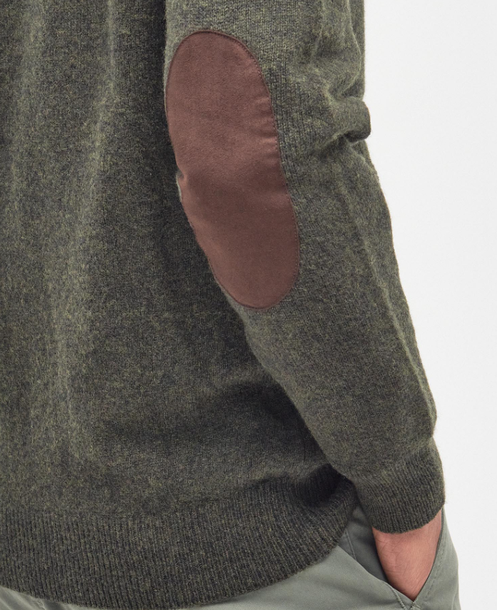 Barbour Strikkejakke Essential Patch Zip Mørk Grønn