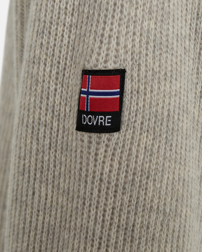 Dovre Strikket Ull Genser M/Ribb Gråbeige