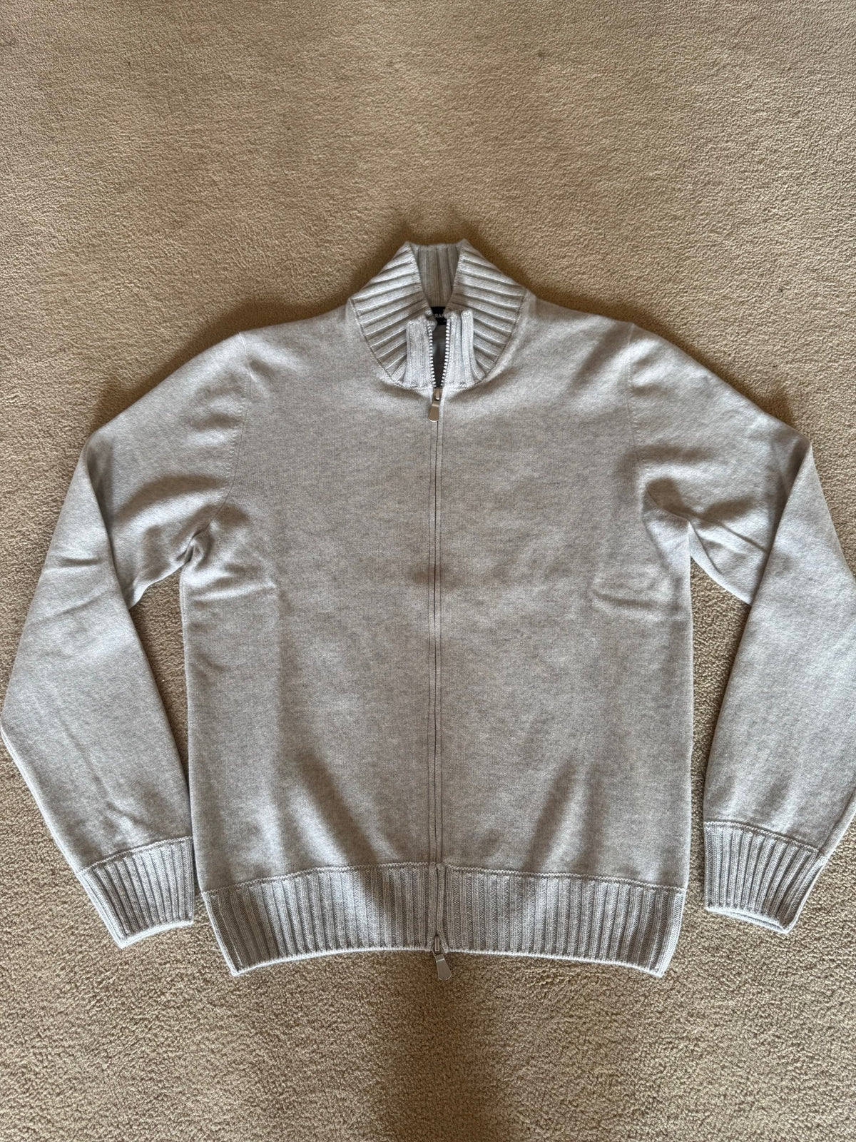 Gran Sasso Cardigan Felted Cashmere Full-Zip Lysegrå