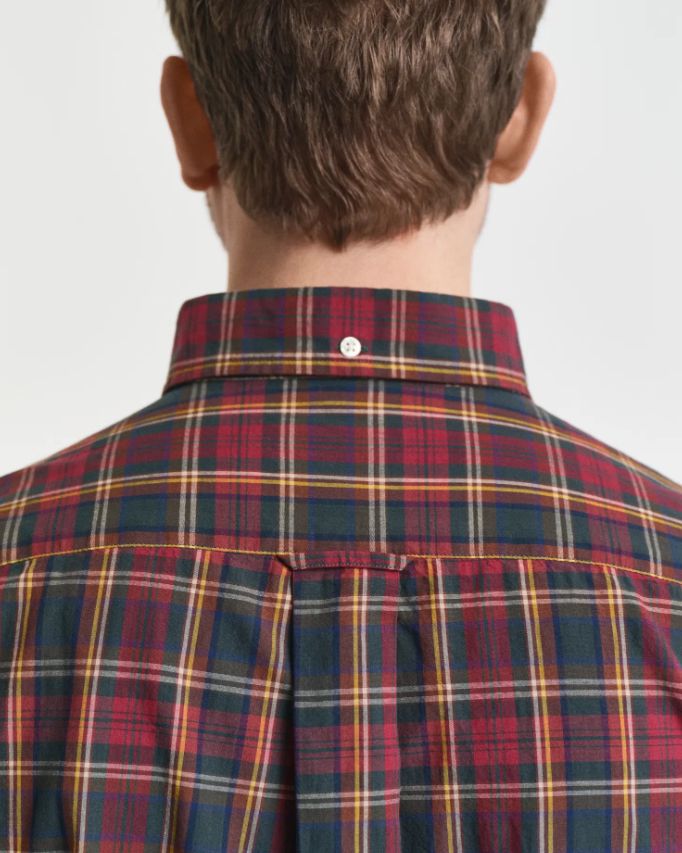 Gant Archive Poplinbomull Ruter Plommerød