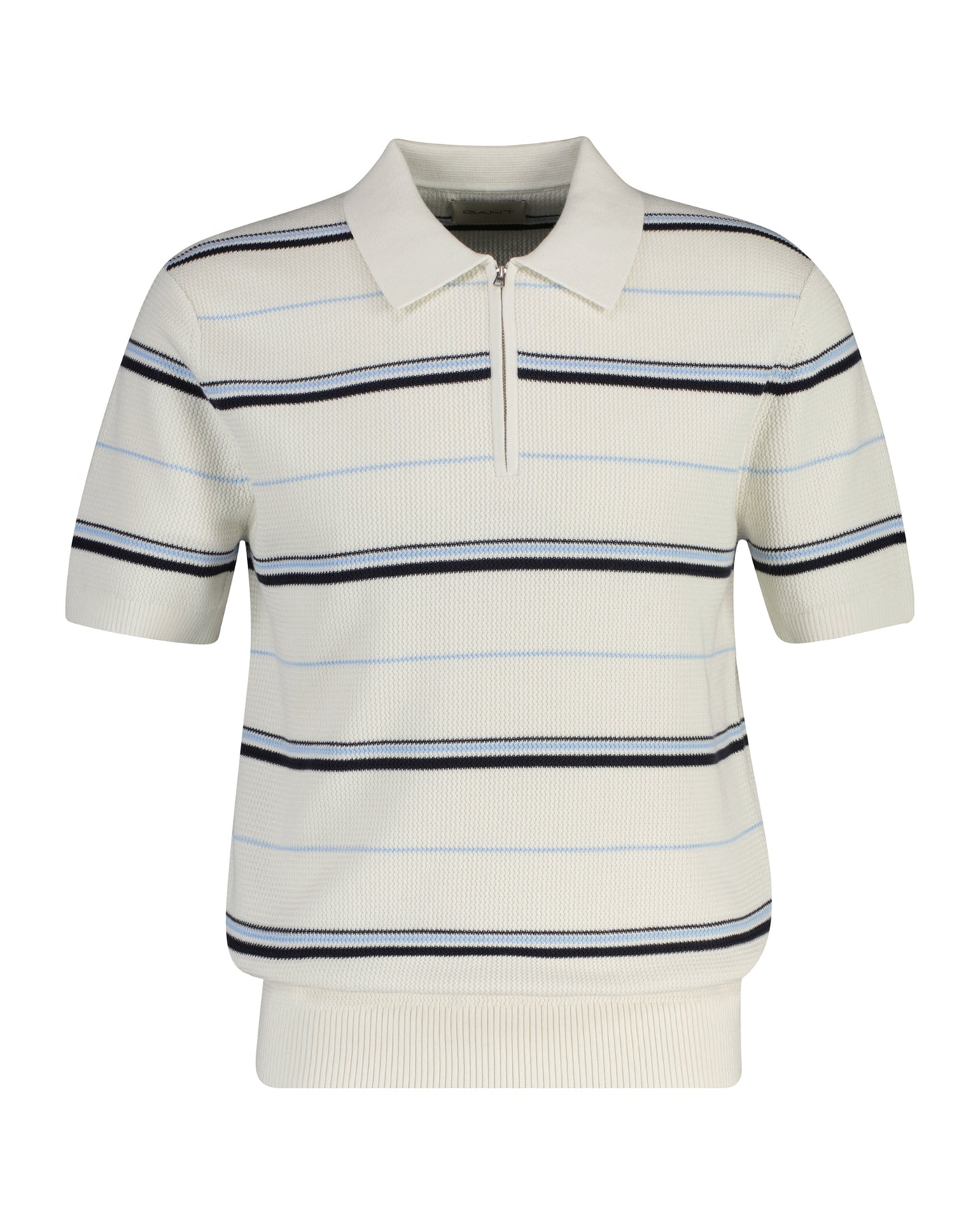 Gant Striped Texture Zip Polo
