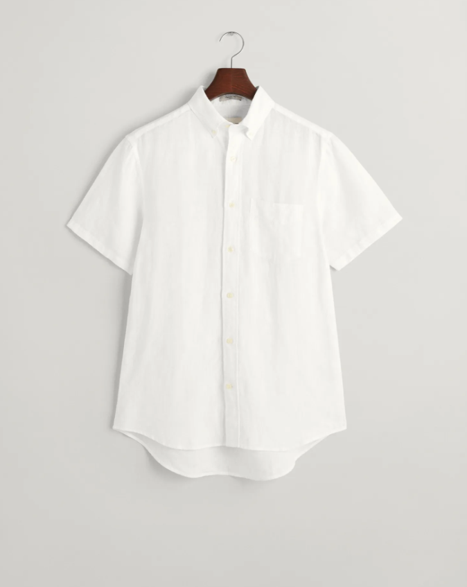 Gant Kort Ermet Lin Skjorte Hvit produktbilde