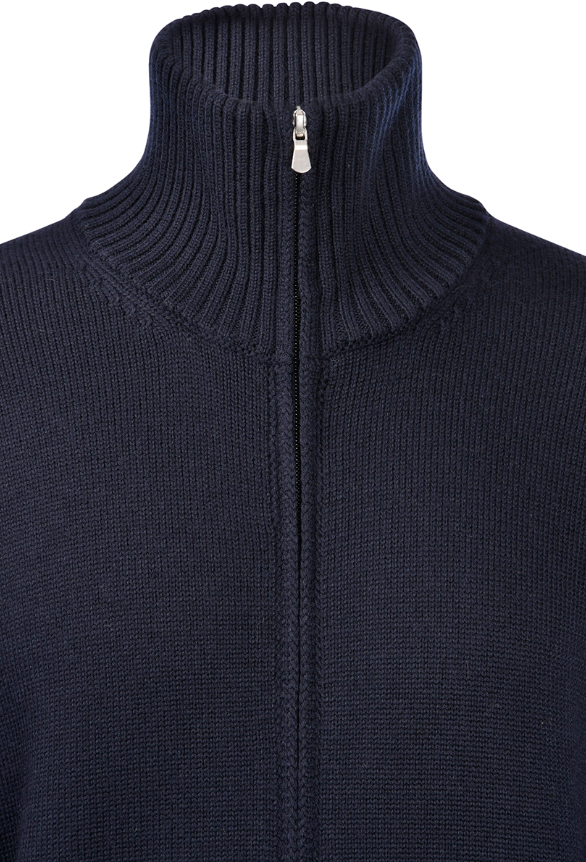 Gran Sasso Mock Neck Cardigan Merinoull Marine