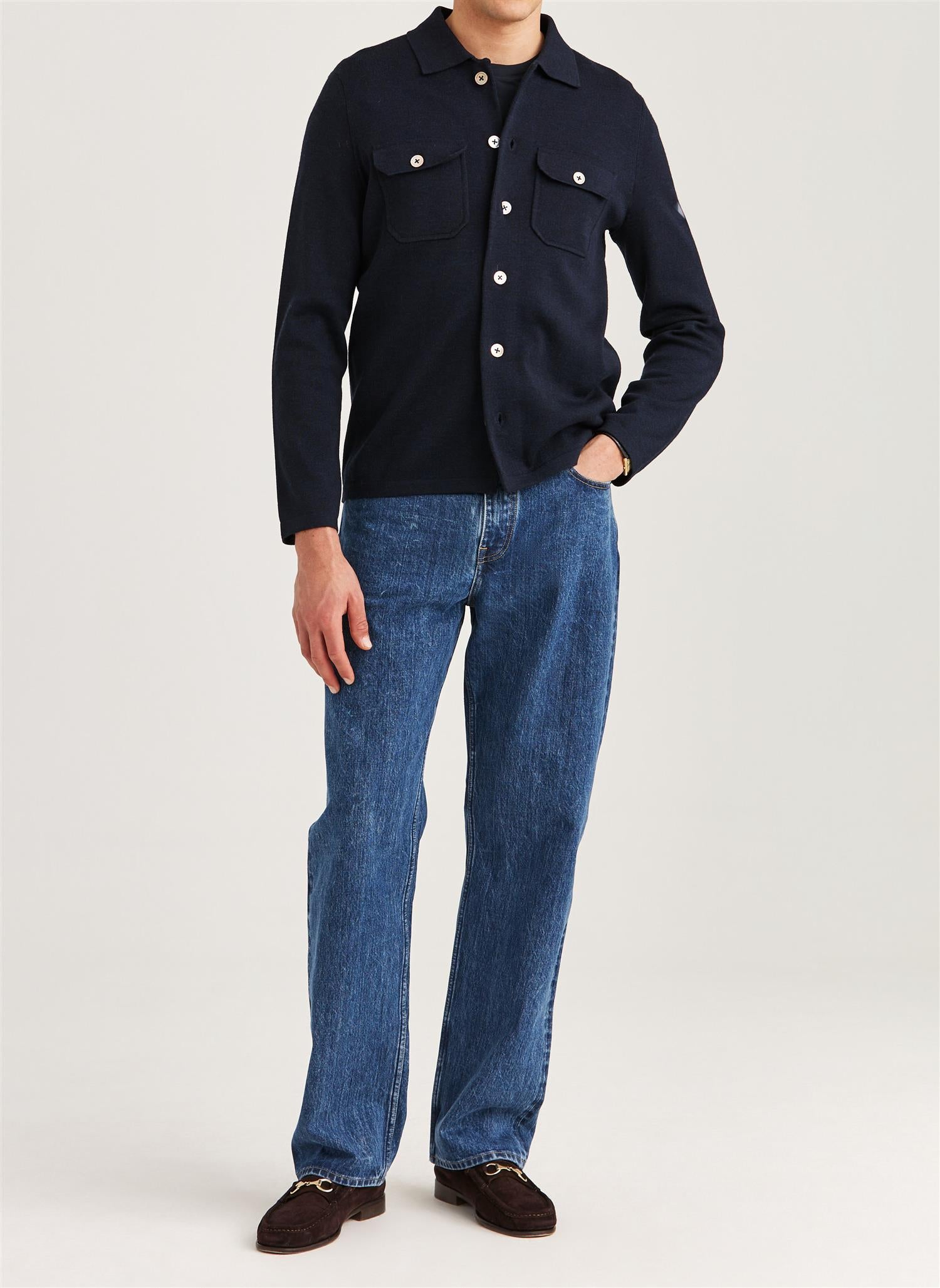 Morris Merino Walter Overshirt Marine