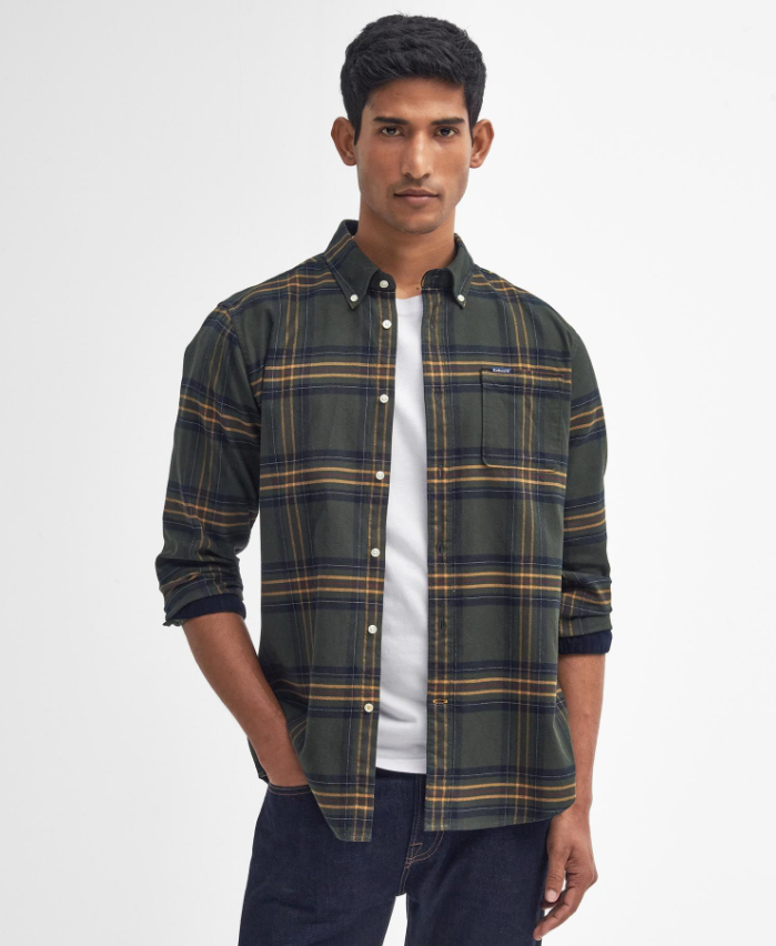 Barbour Portdown Tailored Fit Flanellskjorte Ruter Grønn/Blå