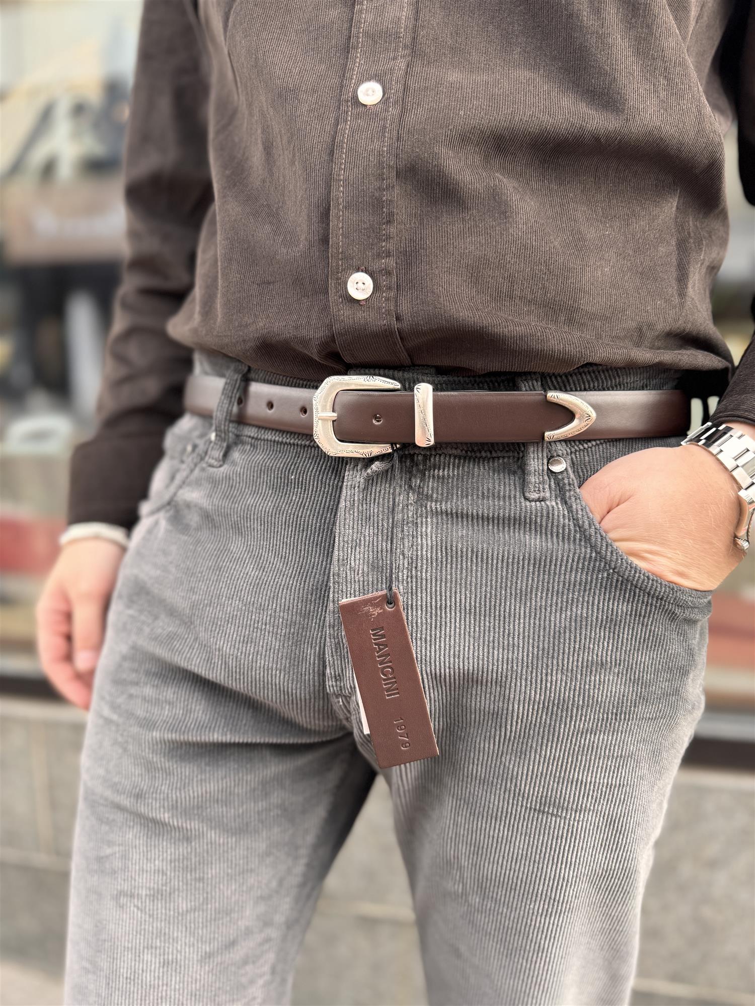 Mancini 1979 Belte Glatt Lær Brun