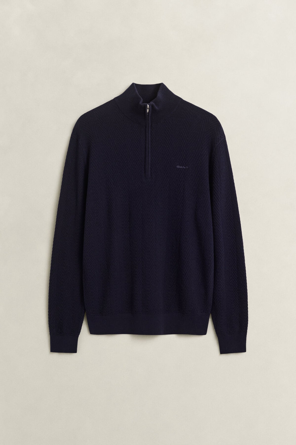 Gant Half-zip Bomull Herringbone Marin