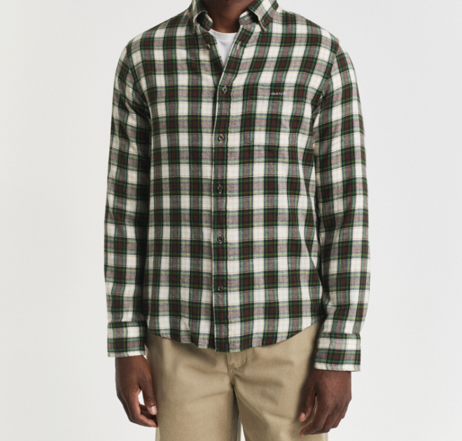 Gant Windblown Flanellskjorte Ruter Krem/Rød