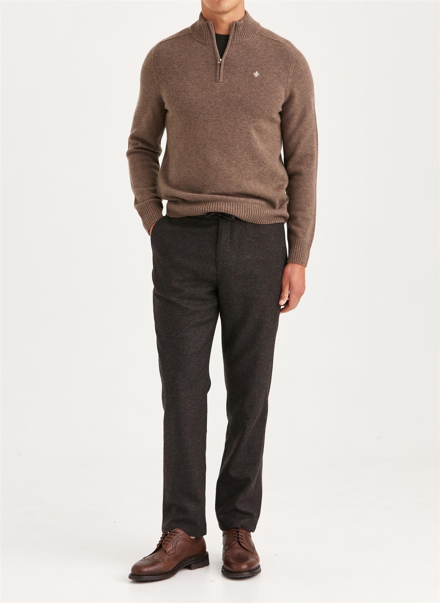 Morris New Hertford Half-Zip Merino Brun