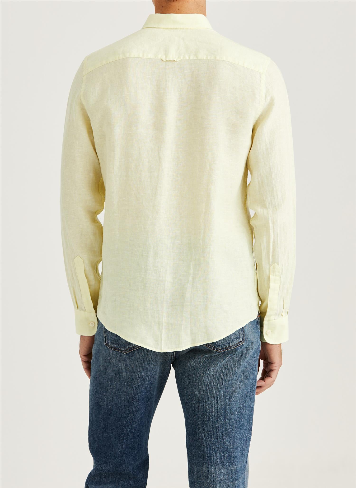 Morris Douglas L/Erm Skjorte Lin Gul