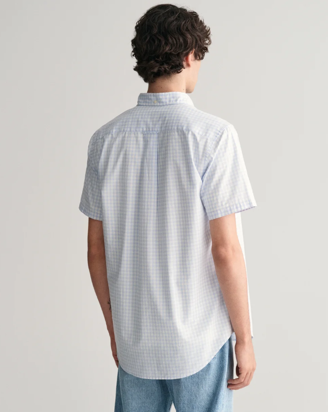Gant Gingham Kortermet Skjorte Ruter Lyseblå/Hvit
