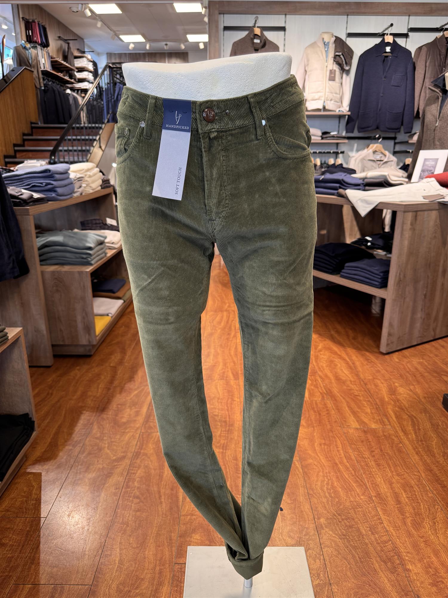 HandPicked Ravello Kordfløyel 5-Pocket Grønn