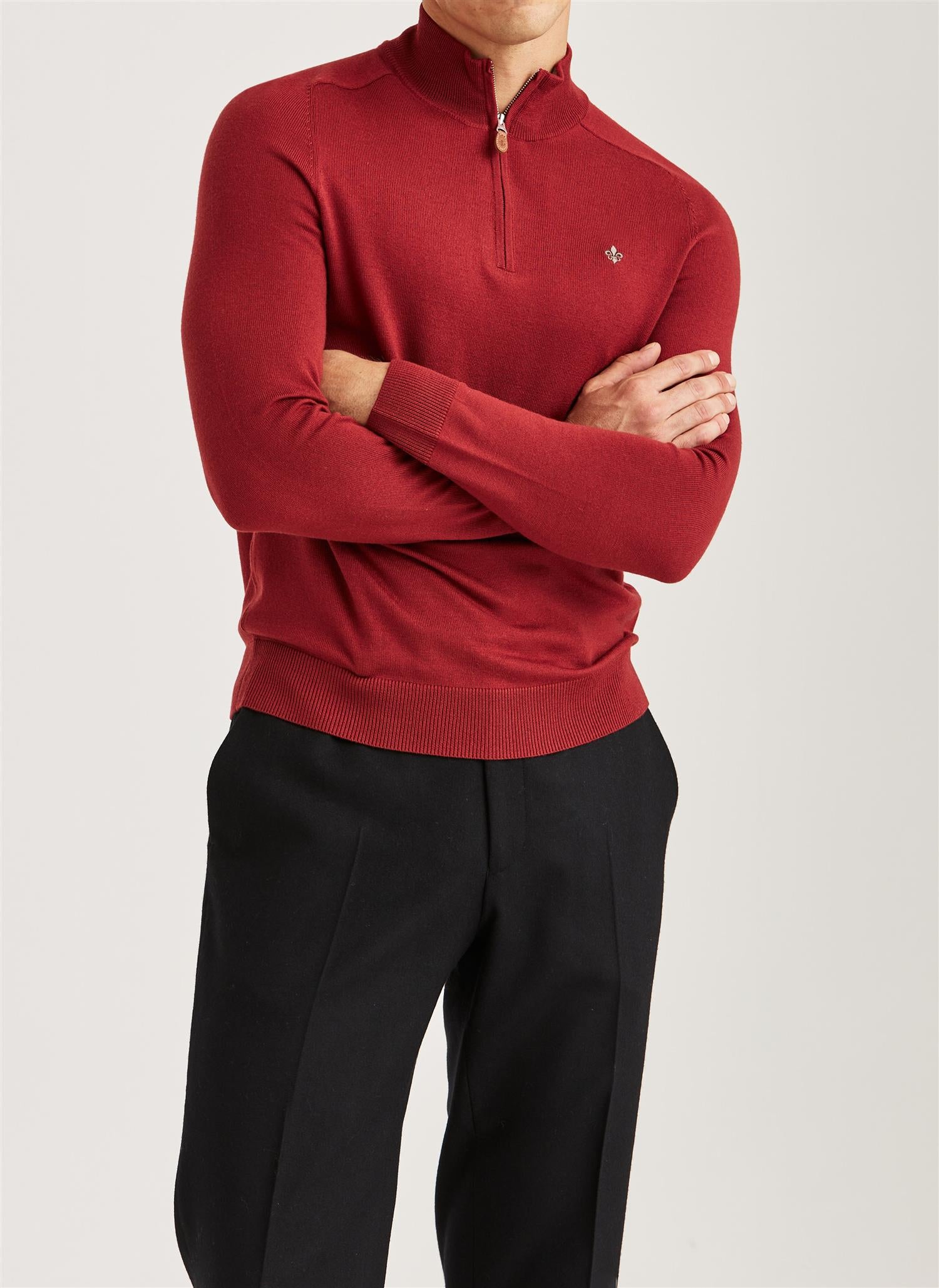 Morris John Zip Merinoull Rød