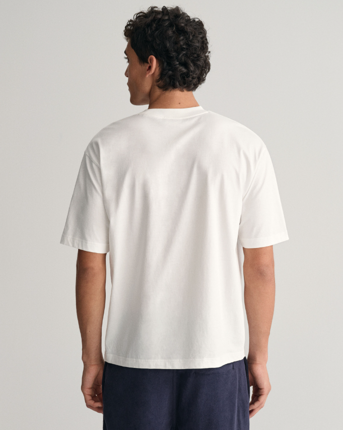 Gant Herre Hawaii Print Palmer Bomull Hvit på mann bakfra