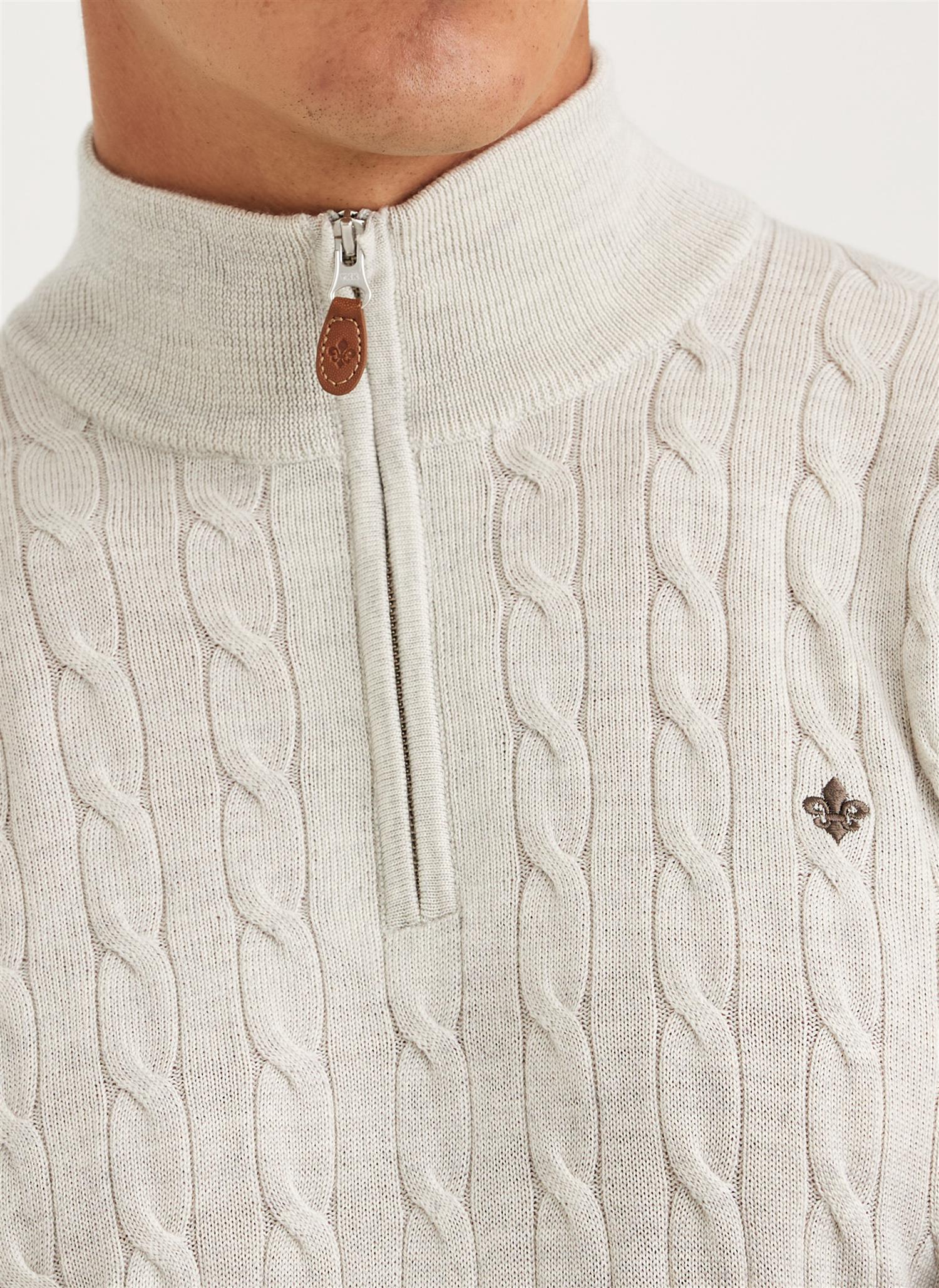 Morris Cable John Zip Merino Kremhvit