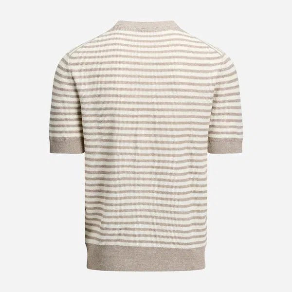 Gran Sasso Strikket T-shirt Bom/Lin Stripet Beige