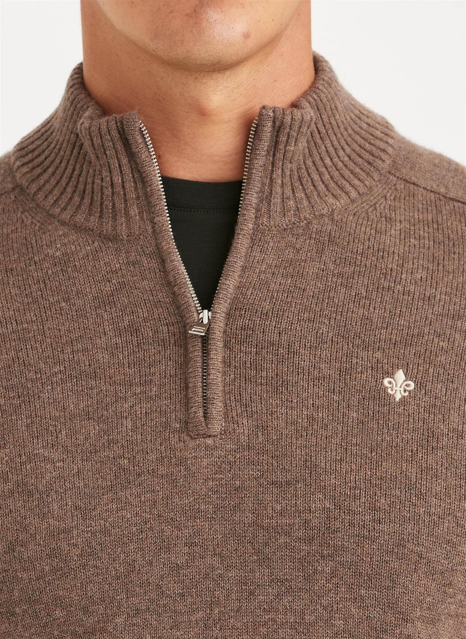 Morris New Hertford Half-Zip Merino Brun