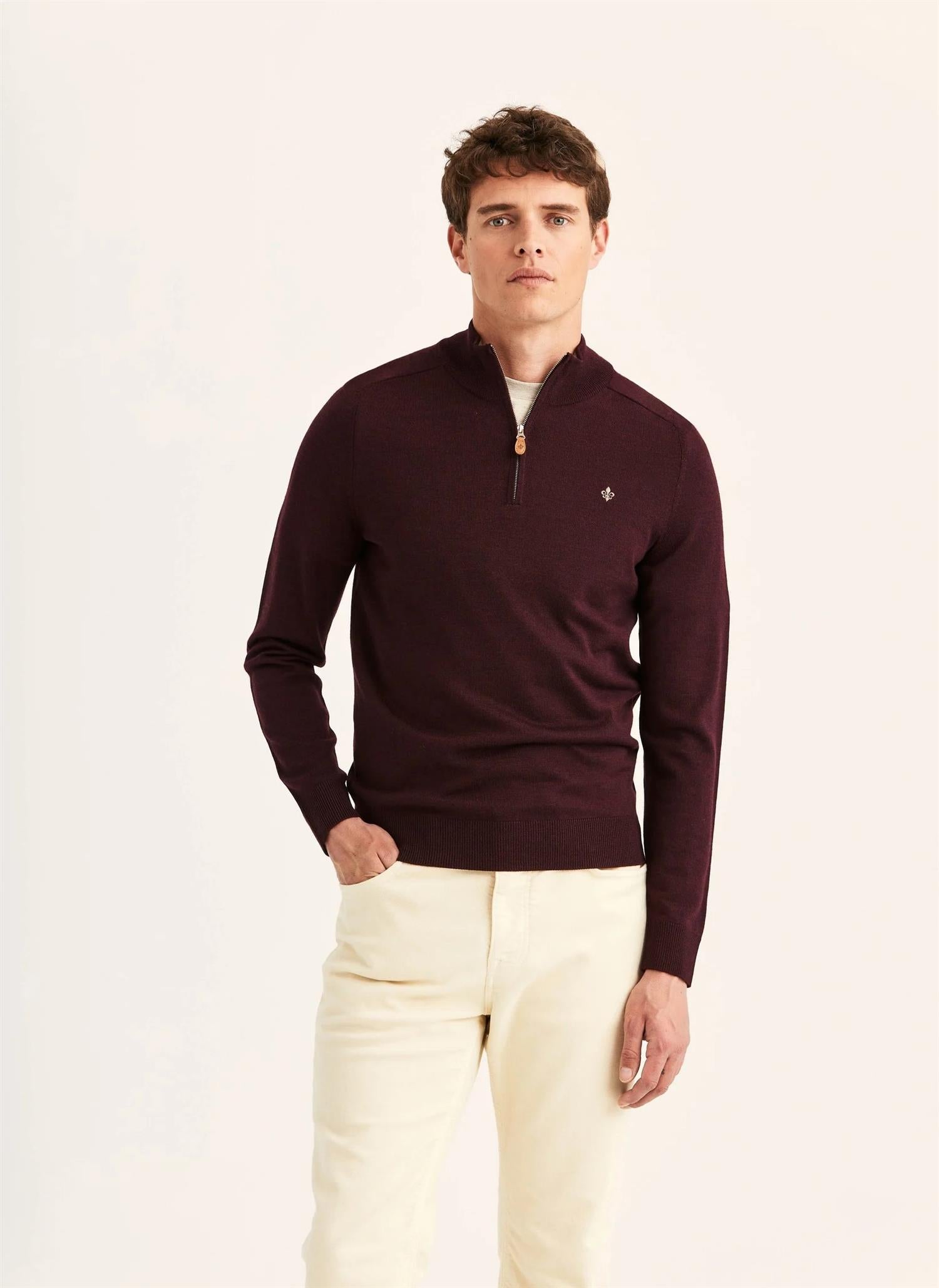 Morris John Zip Merinoull Burgunder