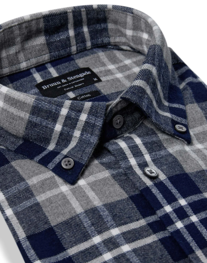 Bruun & Stengade Ravi Flanellskjorte Rutet Blå/Grå
