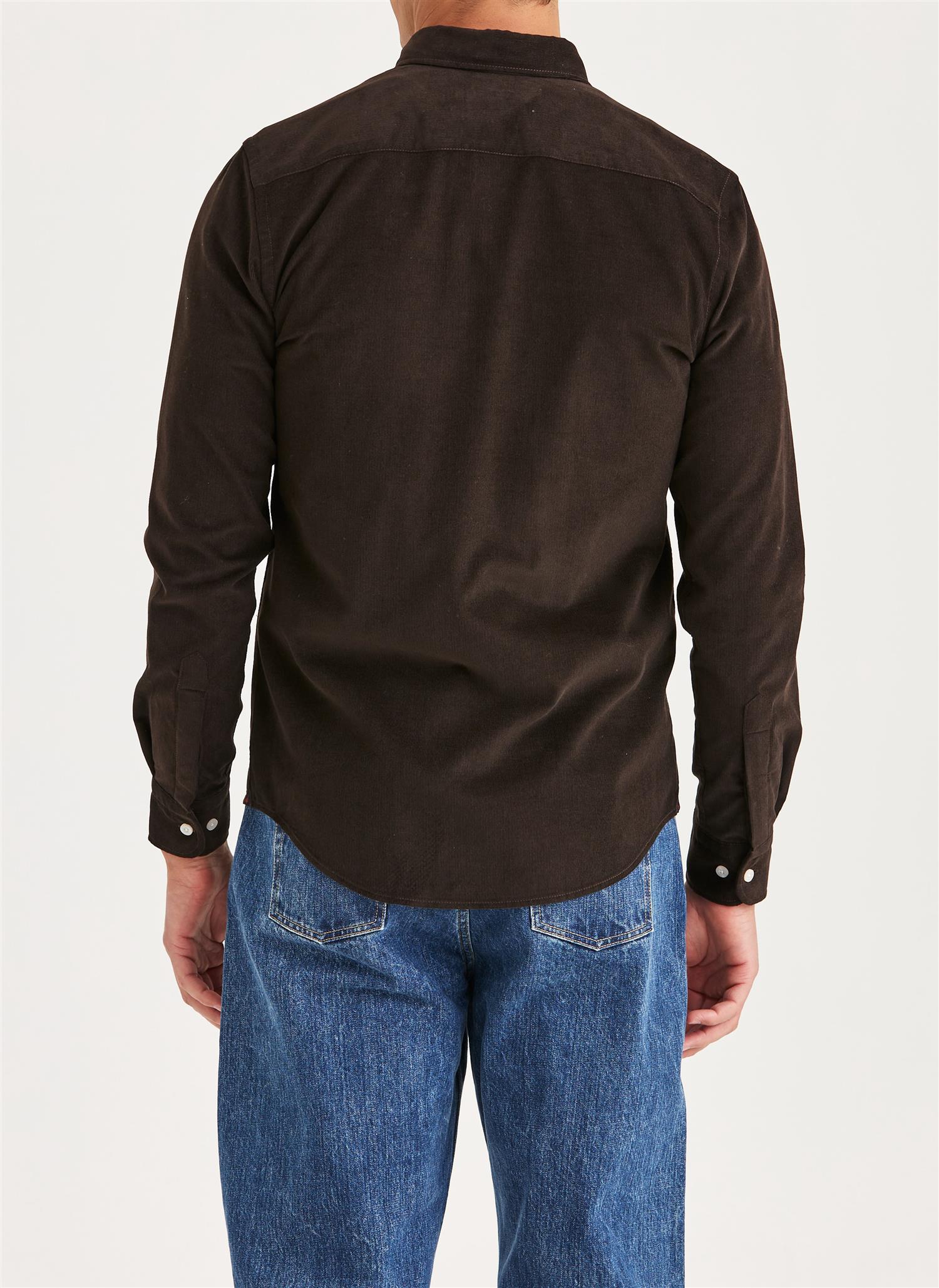 Morris Douglas Cord Shirt Slim Fit Brun