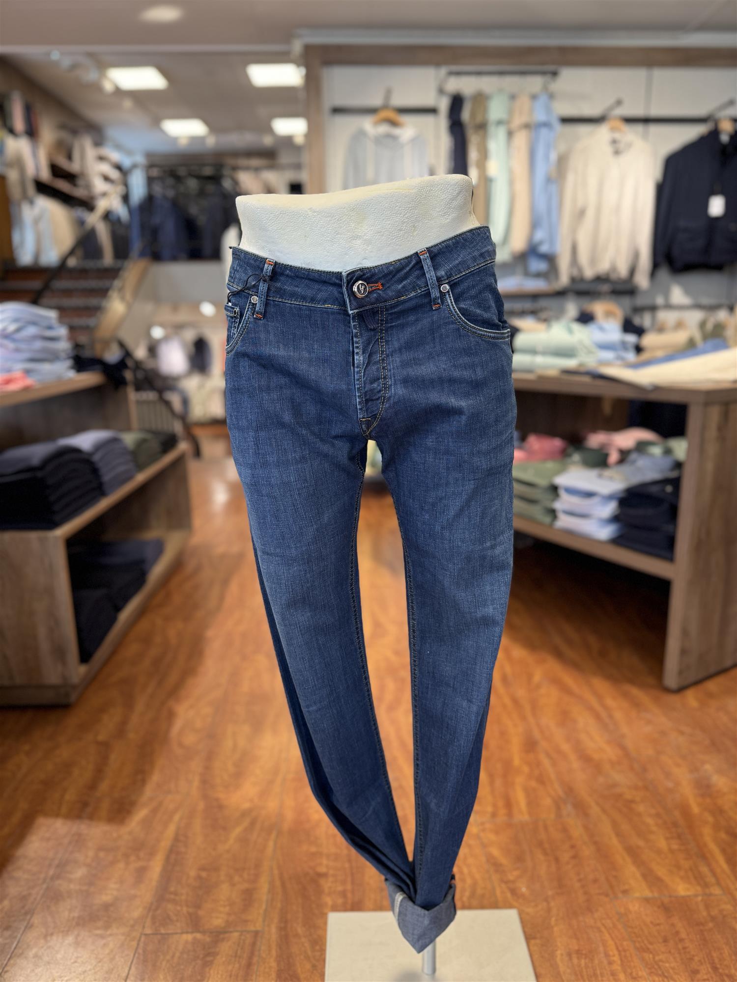 HandPicked Orvieto Lett Jeans Vasket Mørk Blå