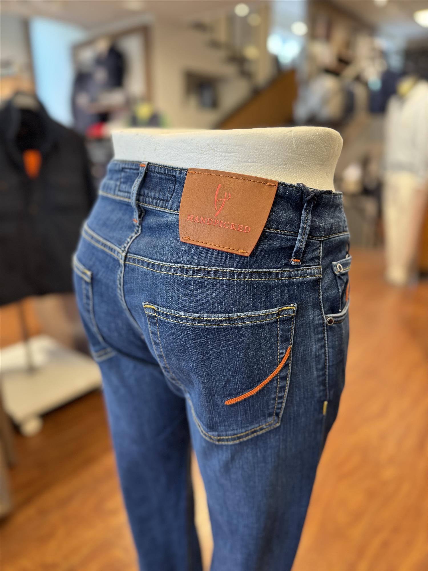 HandPicked Orvieto Lett Jeans Vasket Mørk Blå