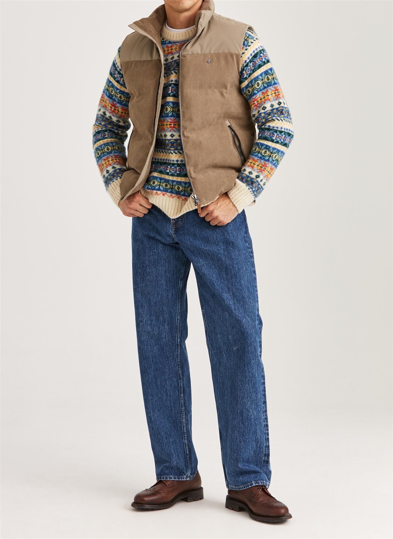 Morris Catton Puffer Vest Kordfløyel Khaki