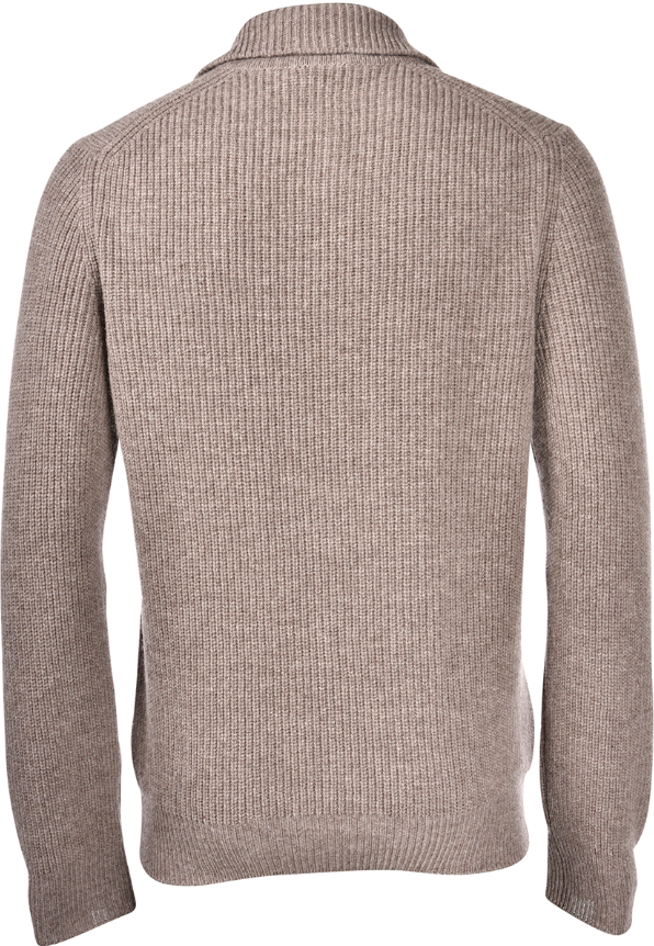 Gran Sasso Skipper Polo Fisherman's Rib Merino Varm Grå