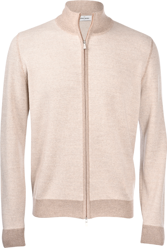 Gran Sasso Strikket Merino Cardigan Full-Zip Beige