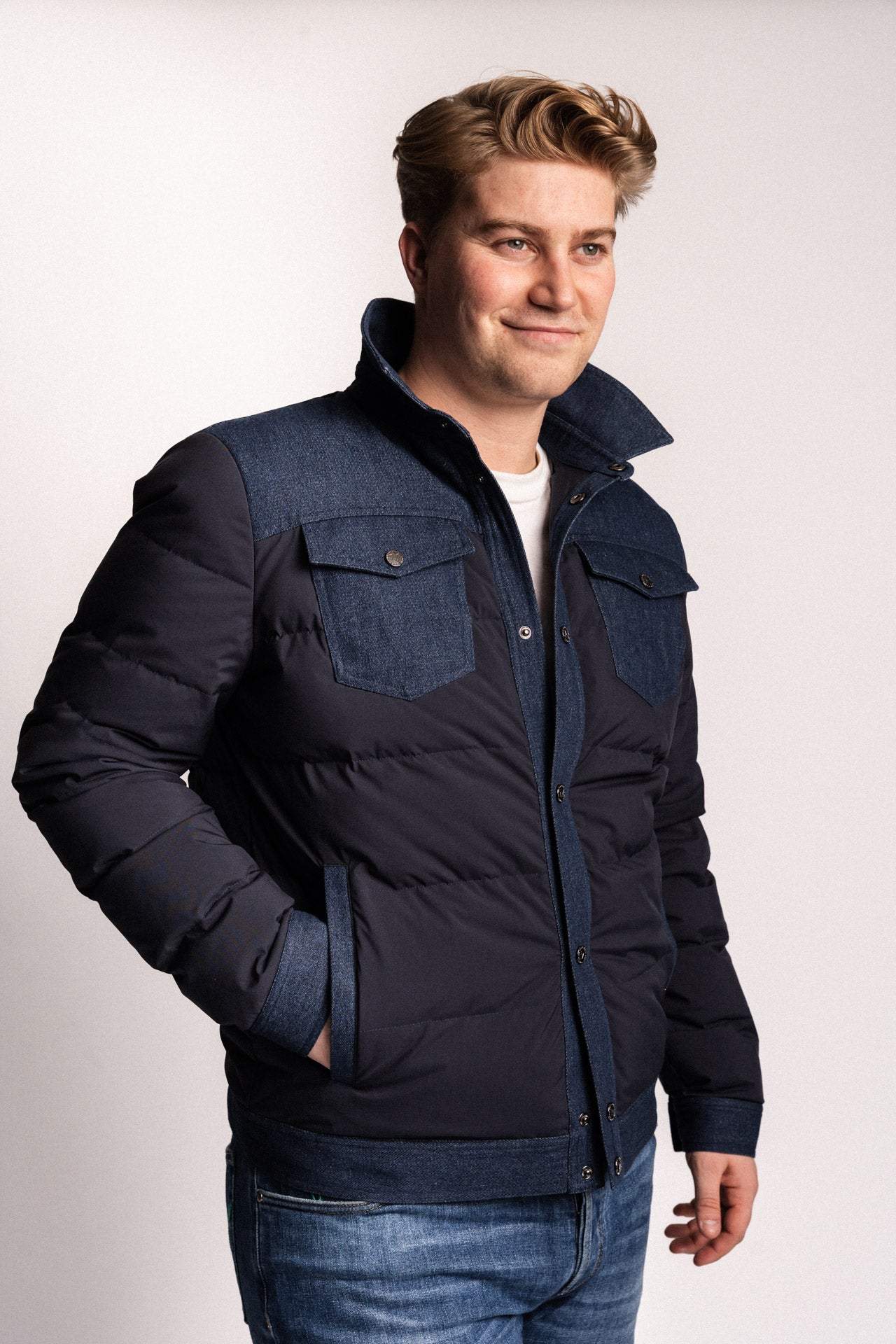 Monel Micke Dunjakke M/Denim Blå