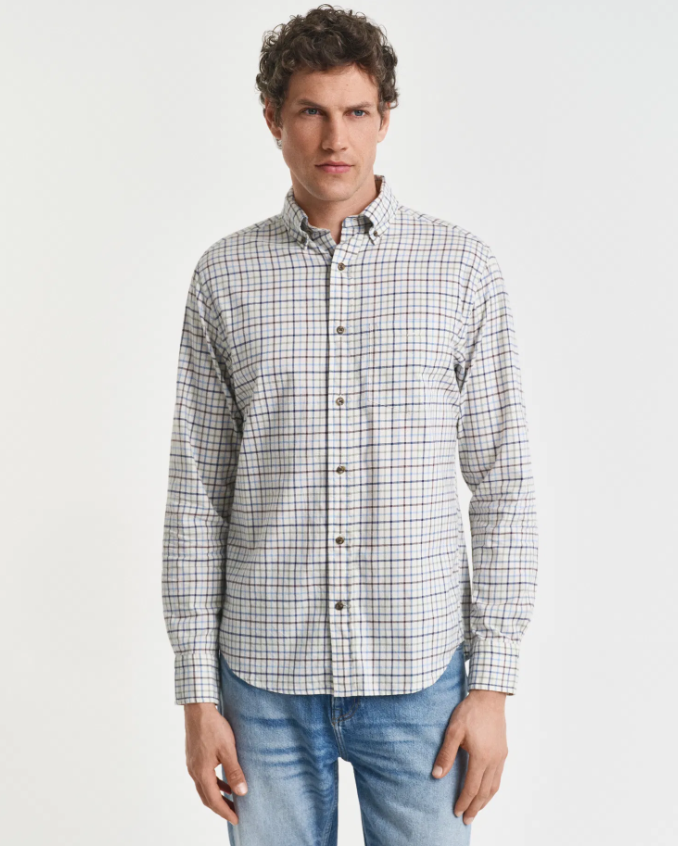 Gant Tattersall-Rutete Twillskjorte Hvit/Grønn