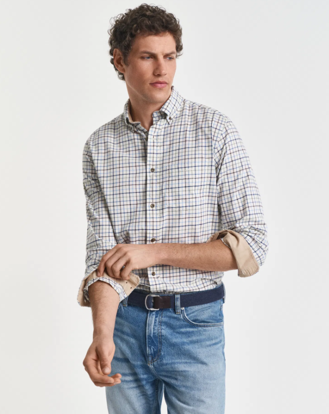 Gant Tattersall-Rutete Twillskjorte Hvit/Grønn