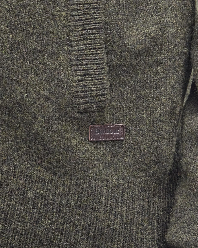 Barbour Strikkejakke Essential Patch Zip Mørk Grønn