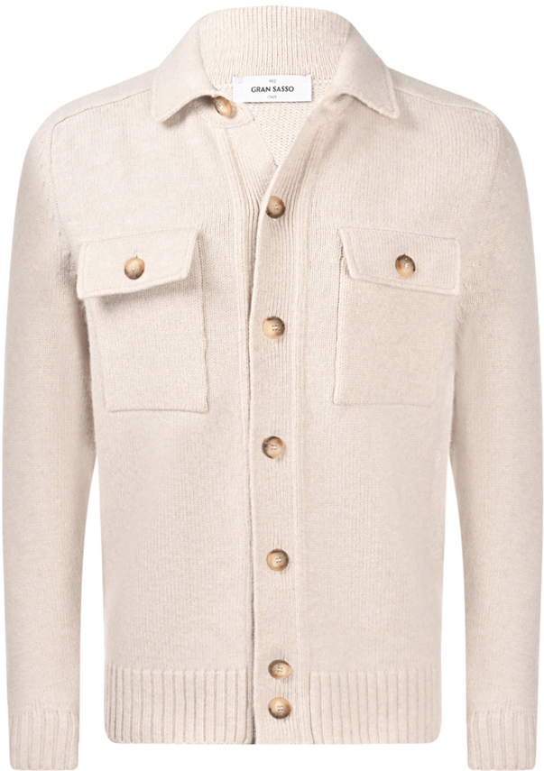 Gran Sasso Merino Cardigan Knapper M/Brystlommer Krem