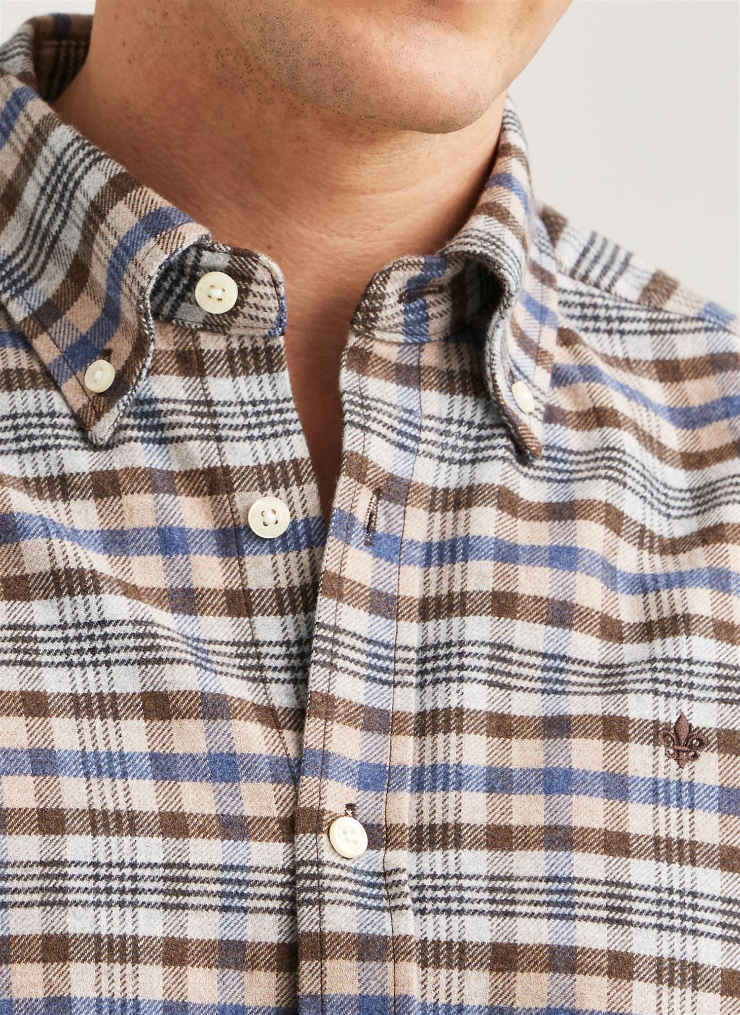 Morris Flanell Check Slim Fit Skjorte Rutet Brun