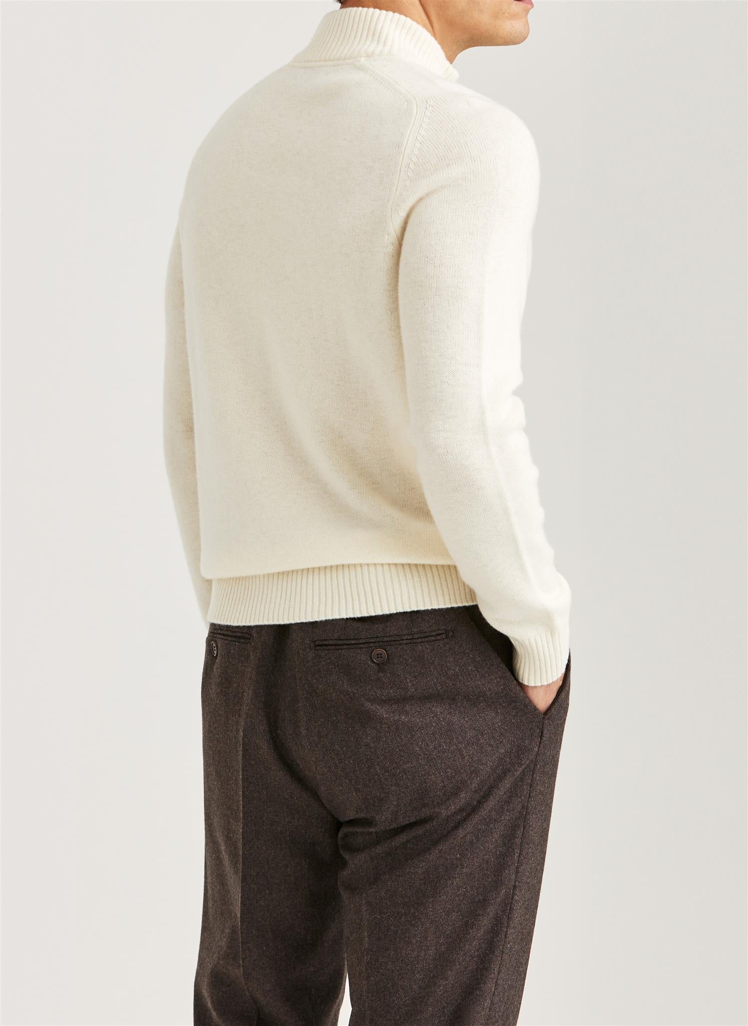 Morris New Hertford Half-Zip Merino Off-White