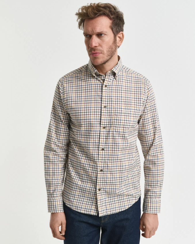 Gant Tattersall-Rutete Twillskjorte Hvit/Rød