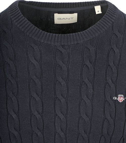 Gant R-Hals Kabelstrikket Genser Marine