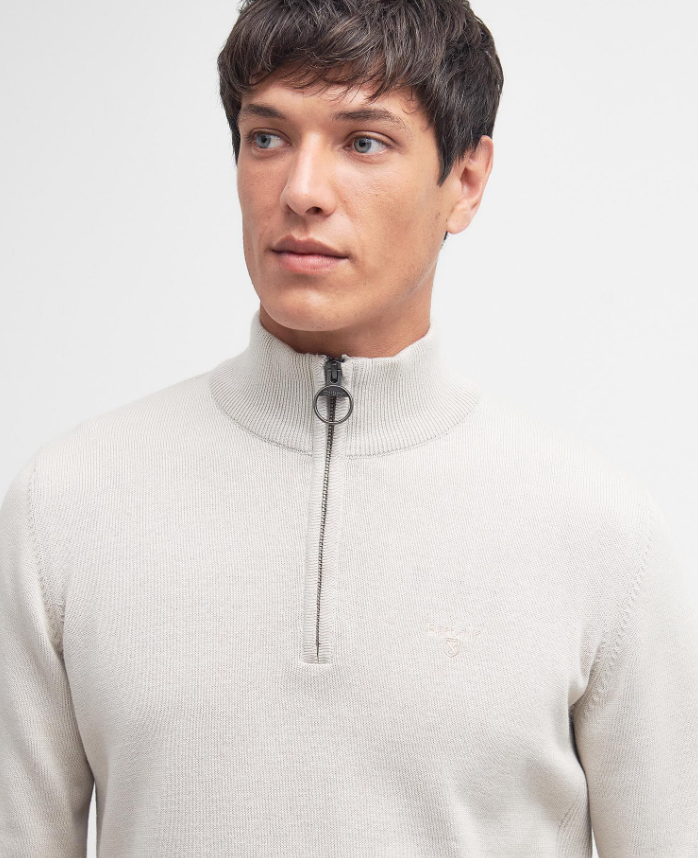 Barbour Half Zip Bomull Kremhvit