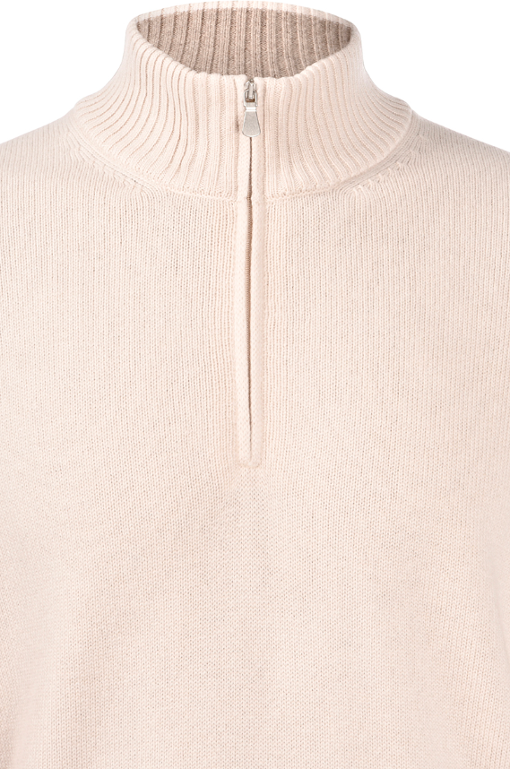 Gran Sasso Half Zip Merino/Kashmir M/Ribb Kremfarget