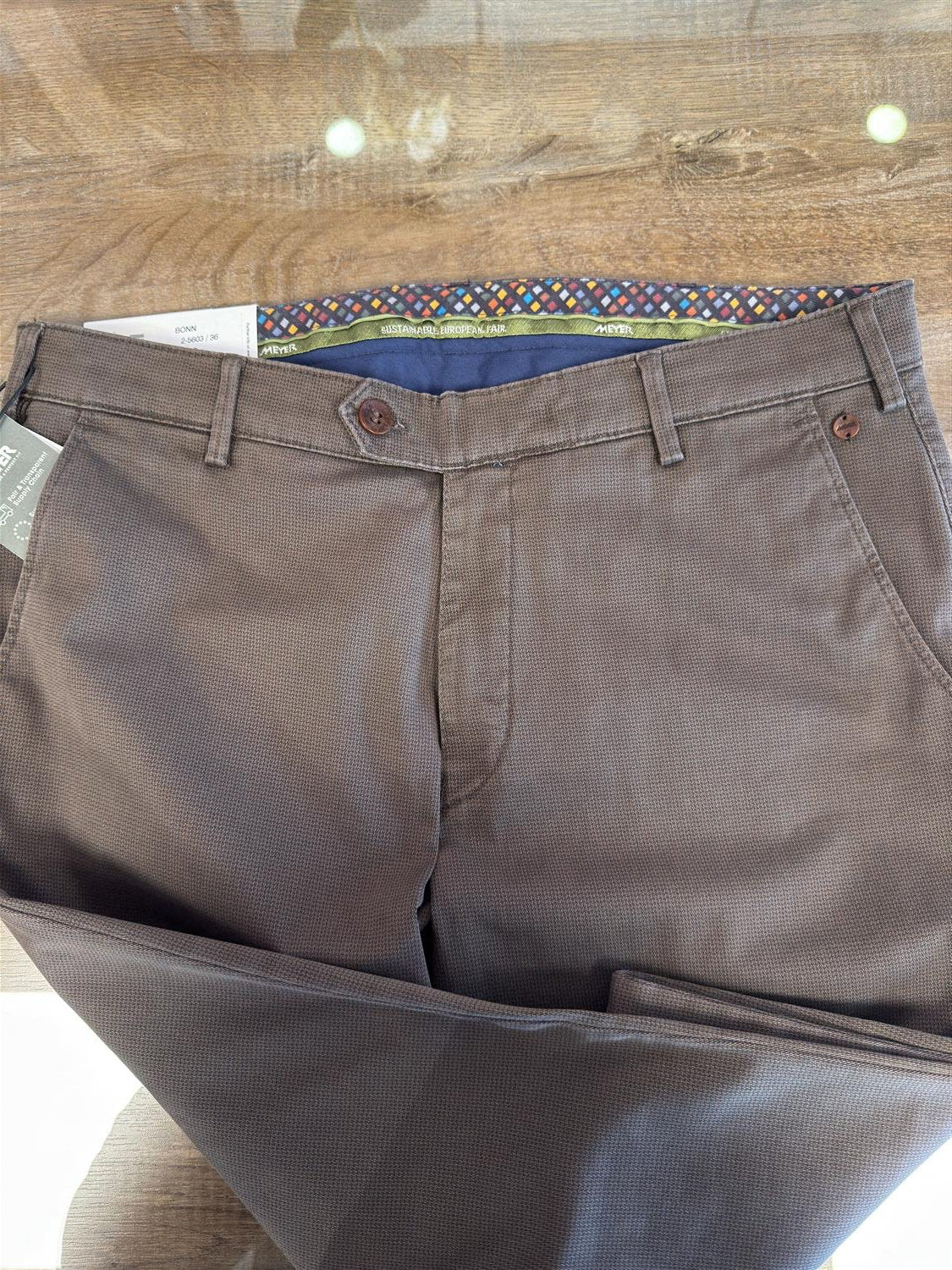 Meyer Chinos Bonn Bomull Lysebrun Struktur
