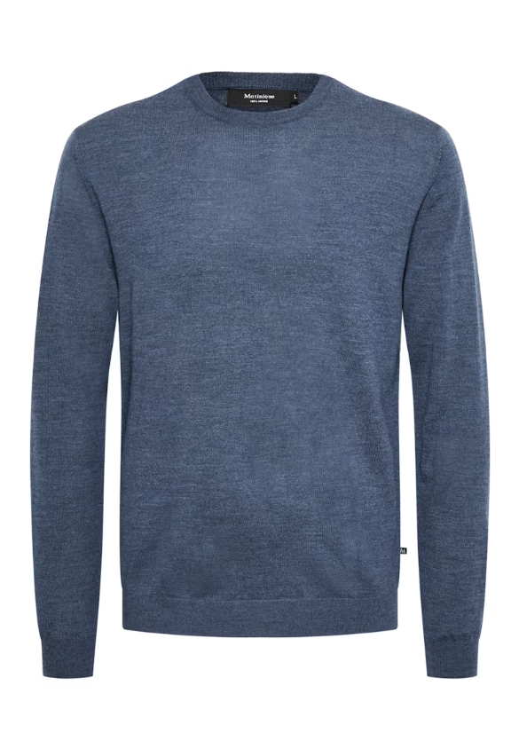Matinique Margrate R-Hals Merino Mellomblå