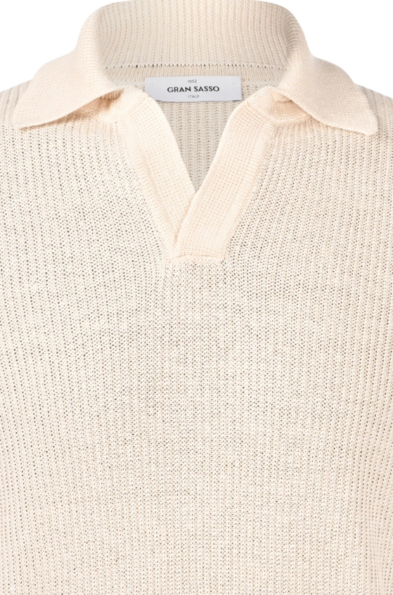 Gran Sasso L/Erm Pique M/Fransk Lin/Bomull Beige