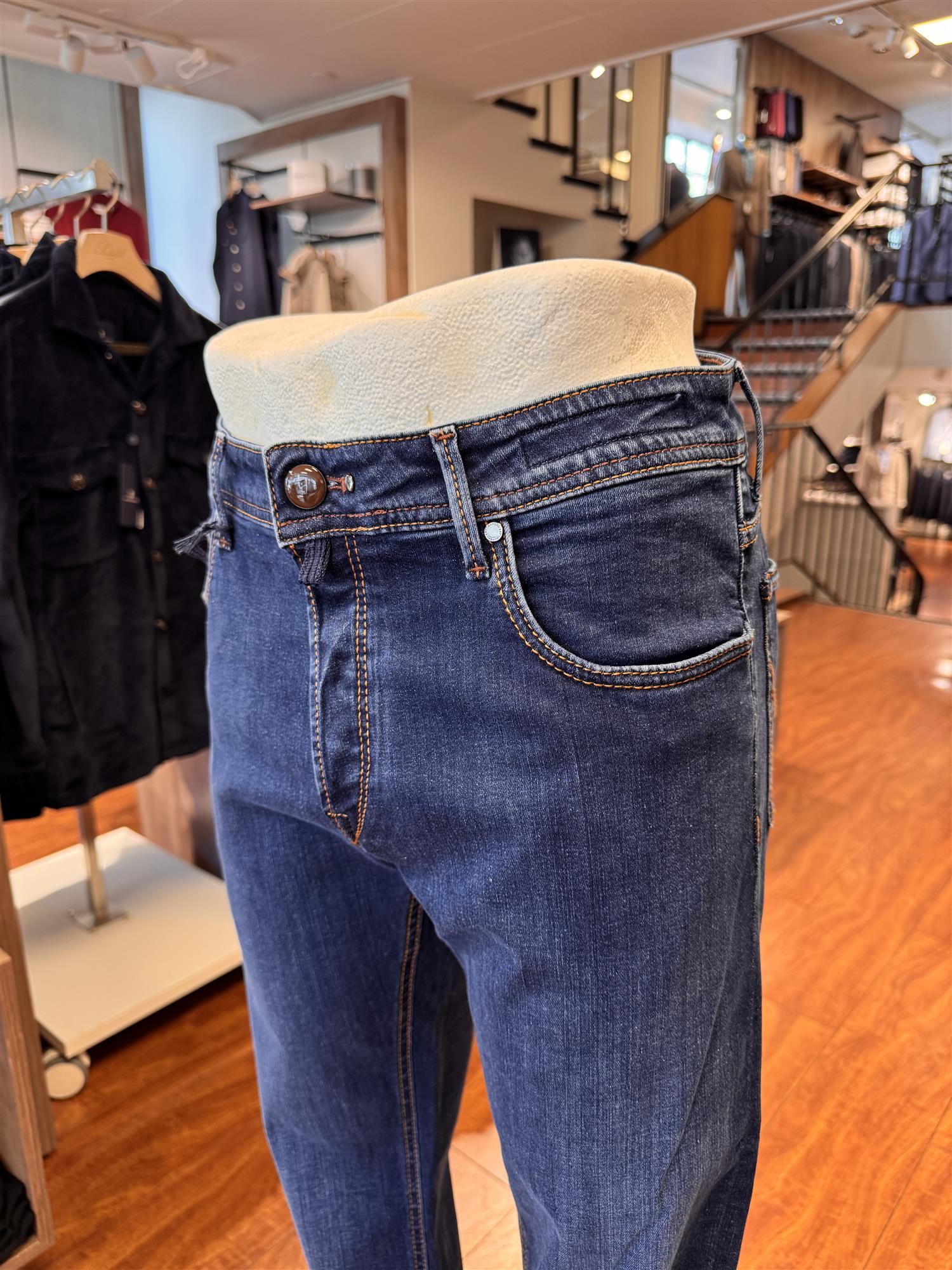 HandPicked Ravello Jeans Vasket Mørk Blå