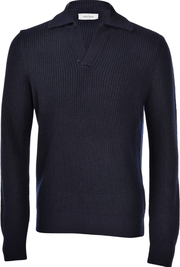 Gran Sasso Skipper Polo Fisherman's Rib Merino Marine