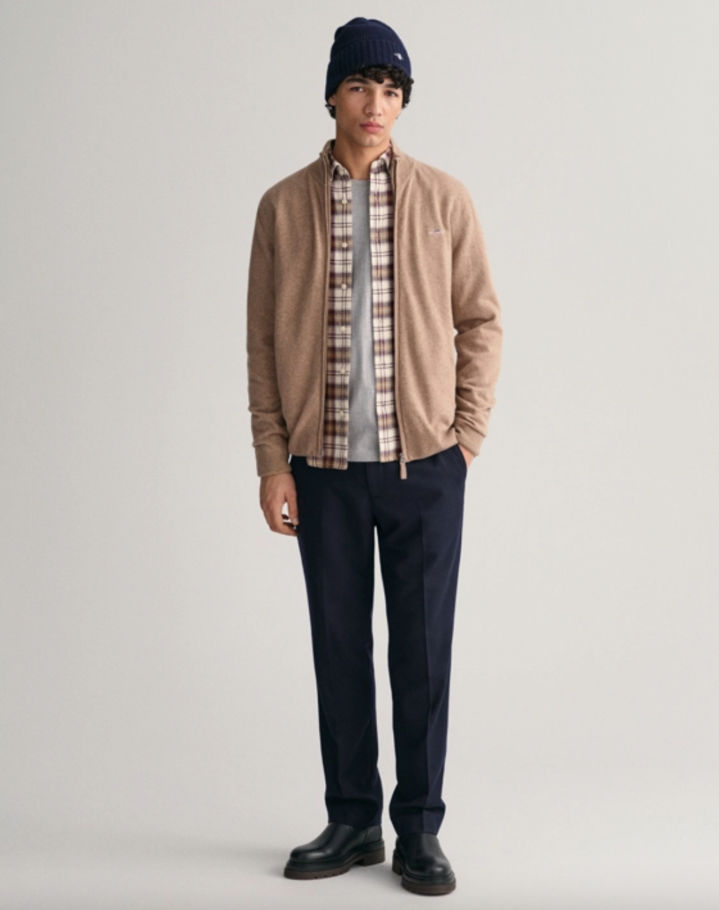 Gant Zip Cardigan Lammeull Beige