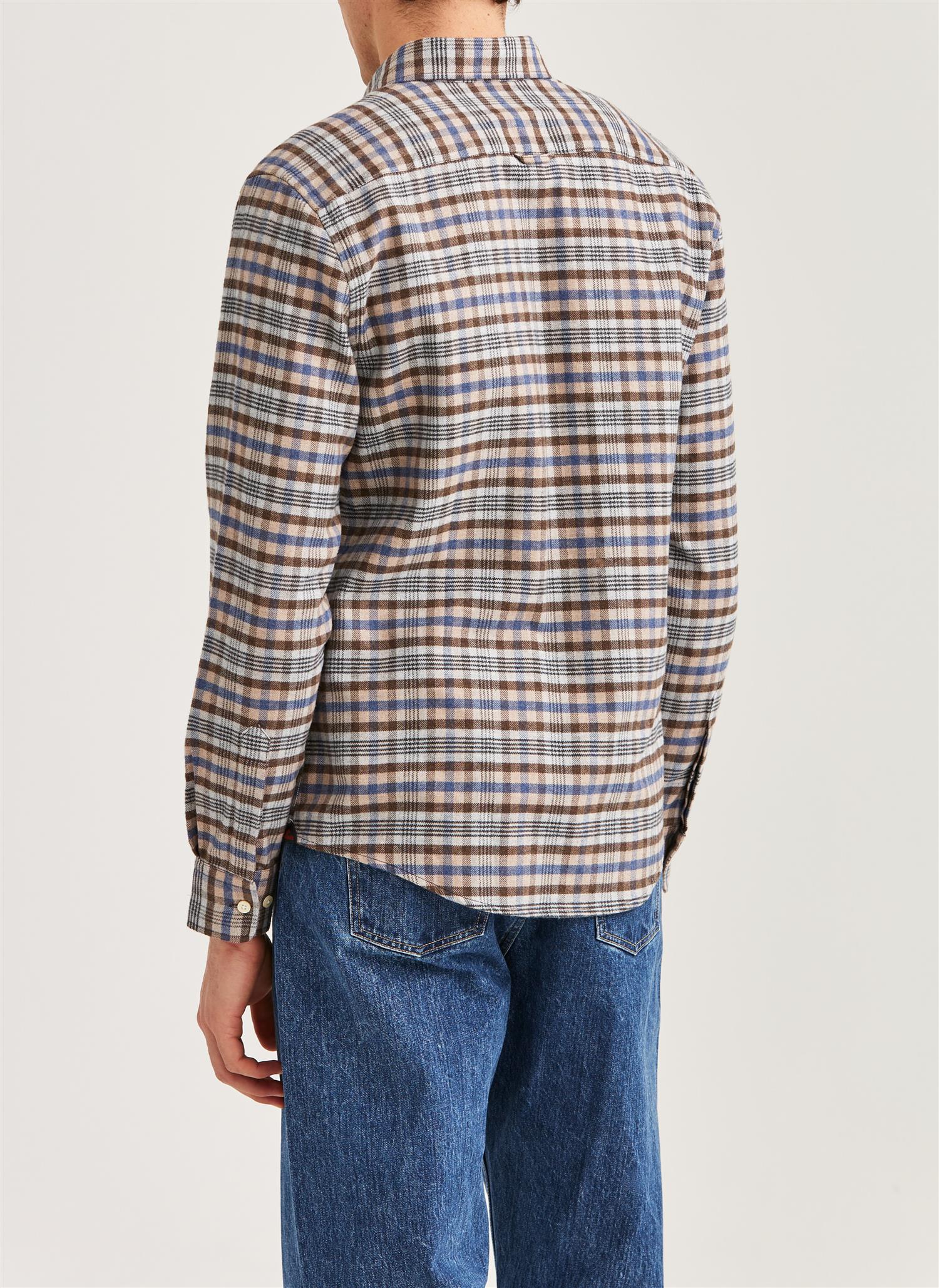 Morris Flanell Check Slim Fit Skjorte Rutet Brun