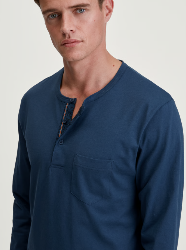 Calida Pyjamas Bomull Striper Blå/Oransje