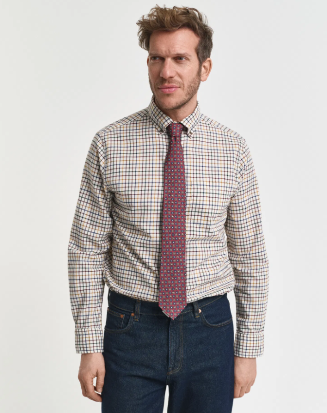 Gant Tattersall-Rutete Twillskjorte Hvit/Rød